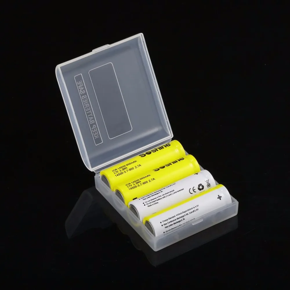 

4pcs Soshine 14500 Batteria 3.7V 900mAh Batteries Rechargeable Li-ion Battery with Box for LED Flashlight Remote Control Toy