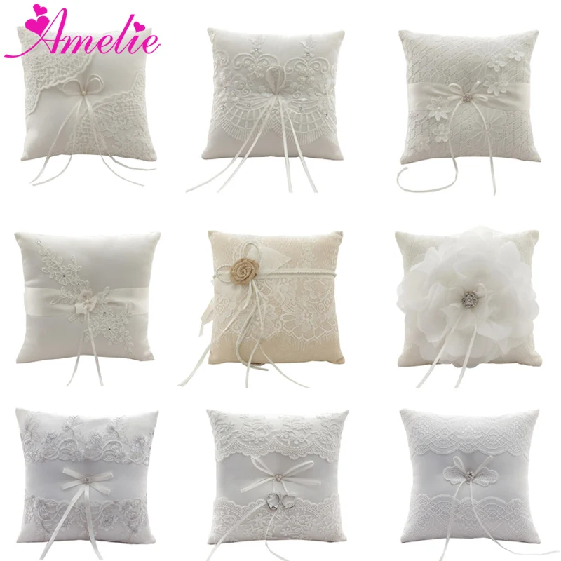 

Factory Sell Handmade Ring Pillow Cotton Pattern Cushion Bridal Lace Ring Bearer Pillow Wedding Gifts Party Decor