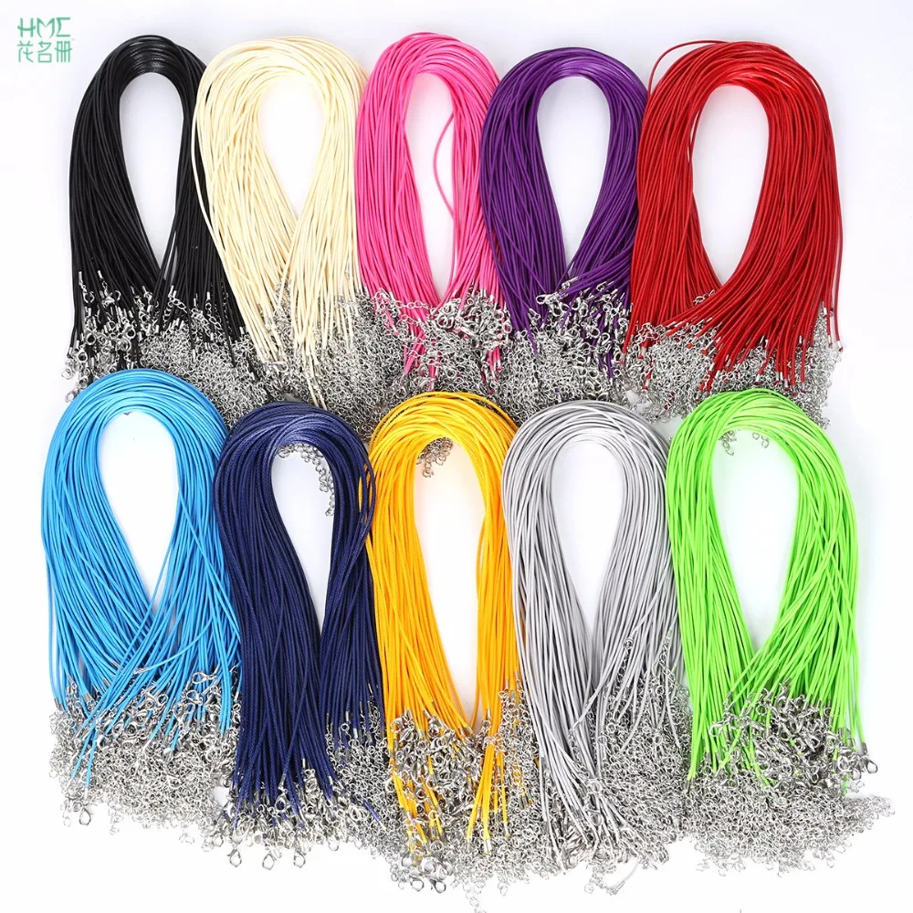 

1.5mm 10pcs Faux Leather Cord Chains Adjustable Necklace Bracelet With Lobster Clasp For Jewelry Making Findings DIY String Cord