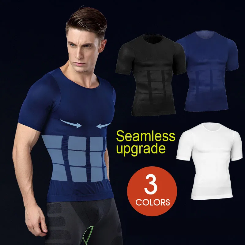 Ceny Hot Men Shaper kamizelka wyszczuplanie ciała T shirt męski pasek modelowania pasek brzuch brzuch pas wyszczuplający talię koszulka kompresyjna Shapewear