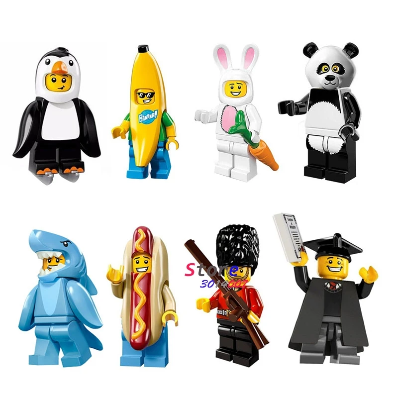 

1pcs Panda harkman Sausage man Imperial Guard The Graduate Penguin Banana Guy Rabbit building blocks toys for children