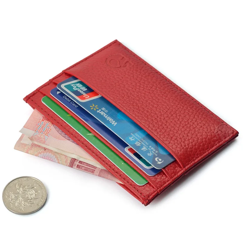 

New Genuine Cow Leather Credit ID Cardholder Wallet Business Bank Card Bag Case Coin Purse Unisex Men&Women
