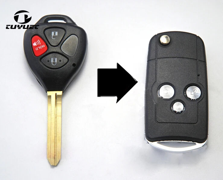 США стиль Uncut Blade TOY43 чехол для Toyota Camry правая 3 кнопки Модифицированная Складная