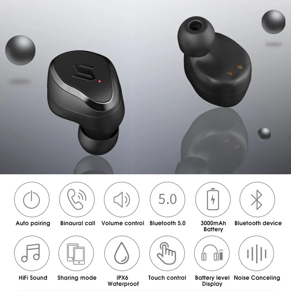 TWS Bluetooth 5,0, беспроводные наушники с сенсорным управлением, шумоподавление, Автоматическое Сопряжение, беспроводные наушники с зарядным устройством 3000 мАч