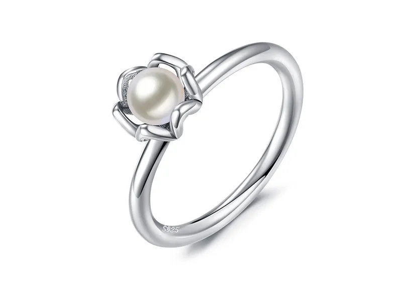 Jewelrypalace 2ct круглый форма культивированный жемчуг Solitaire цветок кольцо 925 пробы серебро Лидер продаж для обувь девочек сталь ювелирные изделия