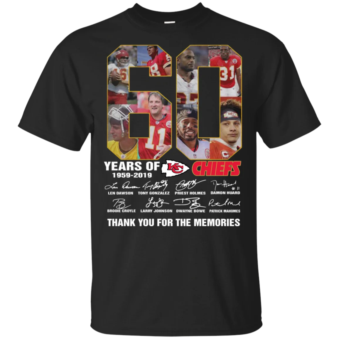 

60 Years KC Chiefs T-Shirt 1959-2019 Thank Memories Tee Shirt S-3XL