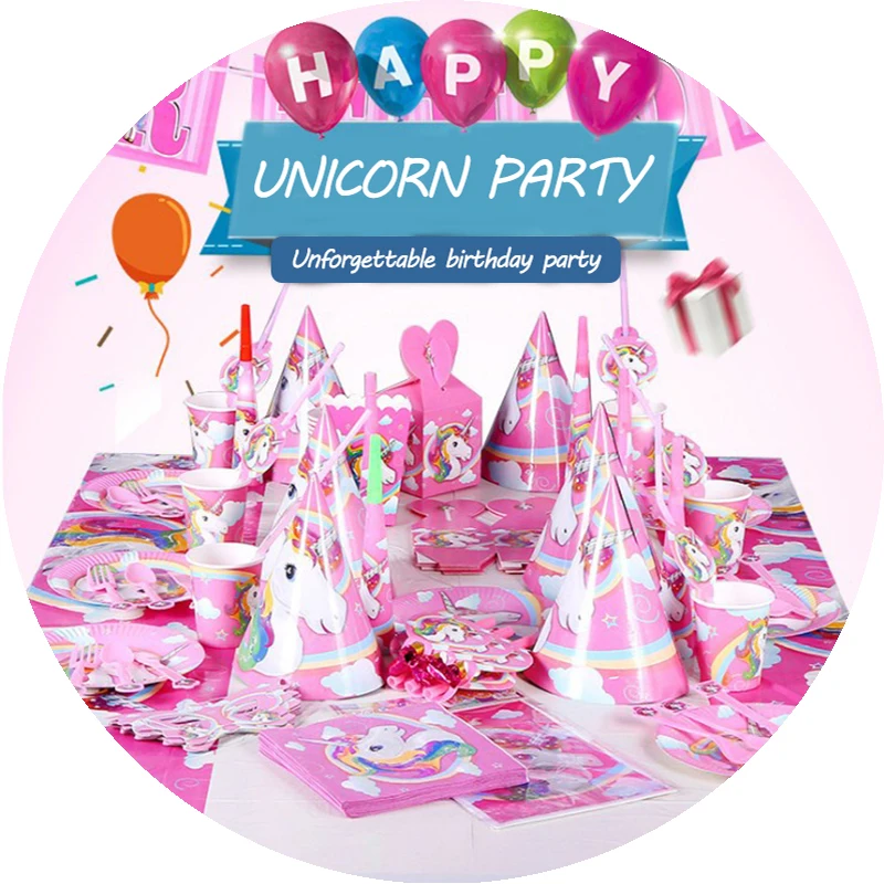 Unicorn Party Decoration Disposable Tableware Decor Supplies Birthday Kids Favors | Дом и сад