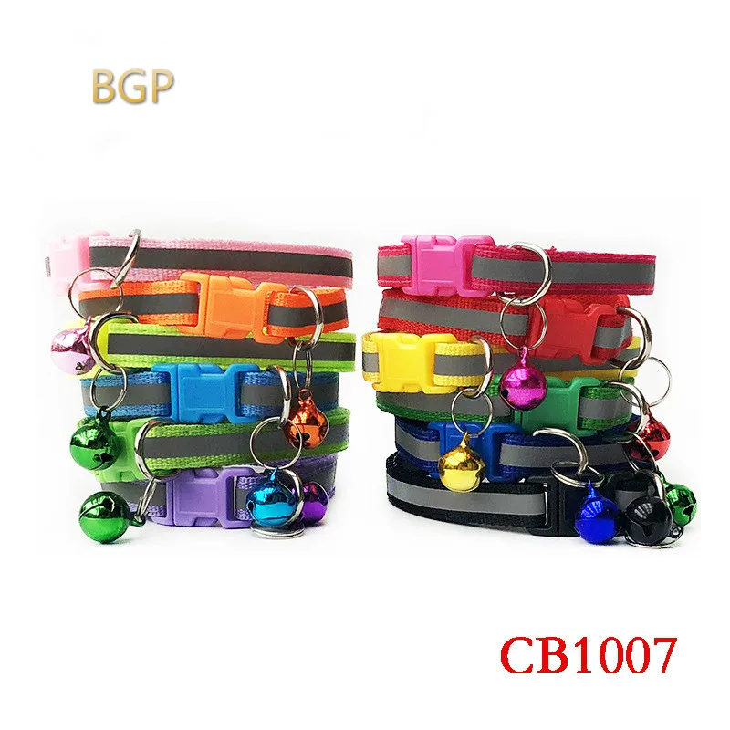 

2019 CB1007 color buckle reflective collar 1.0 patch bell pet dog cat large number of spot factories