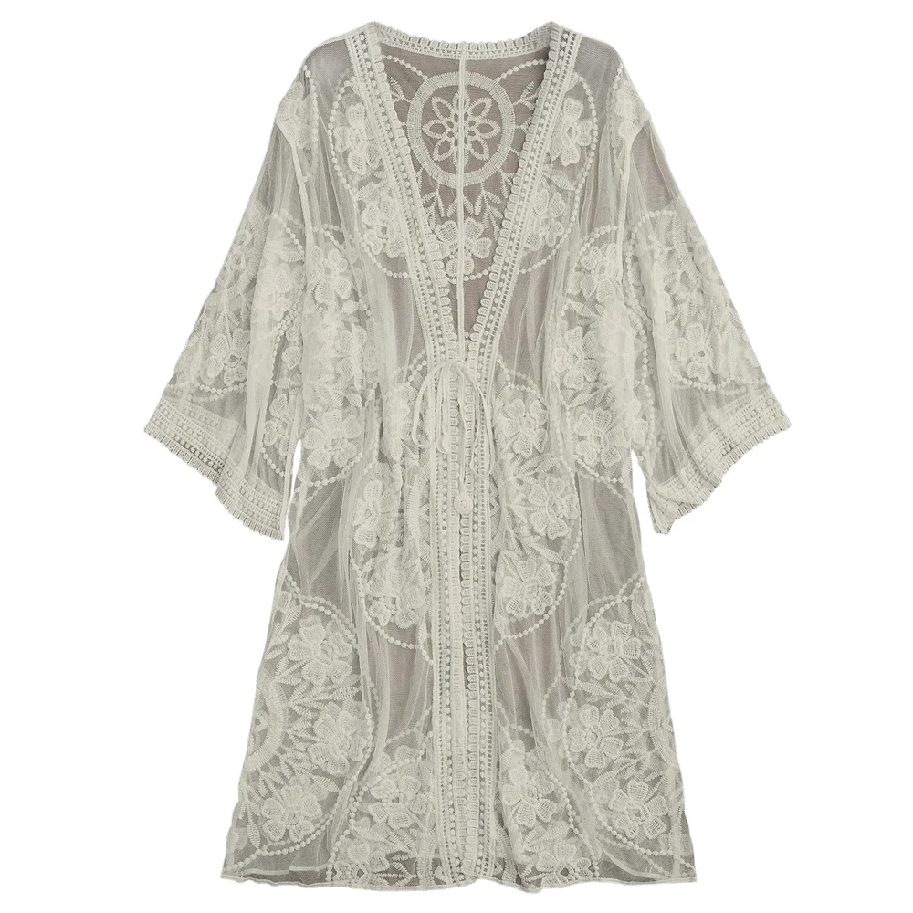 New Cover Ups Embroidered Sheer Cover Up See Through Lace Cover Up ...