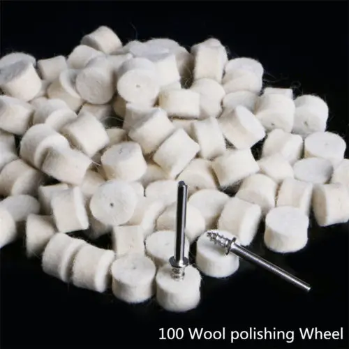 

100Pcs 13mm Wool Felt Polishing Buffing Pad + 2 Shank For Dremel Grinding Wheel