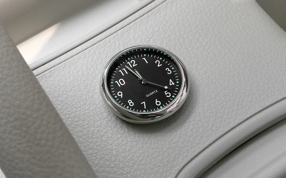 White Eadorns Car Clock,Car Ornament Automotive Accessories Auto Stick-on Watch,for Car Home Interior Decoration