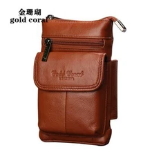 Золотая Коралловая Мужская набедренная сумка из натуральной кожи, поясная сумка, чехол для телефона, дорожные сумки через плечо мужские маленькая поясная сумка