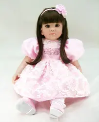 Розовое платье принцессы с кукла новорожденного ребенка PP хлопка тела 59 см силикона для новорожденных, для девочек куклы реалистичные