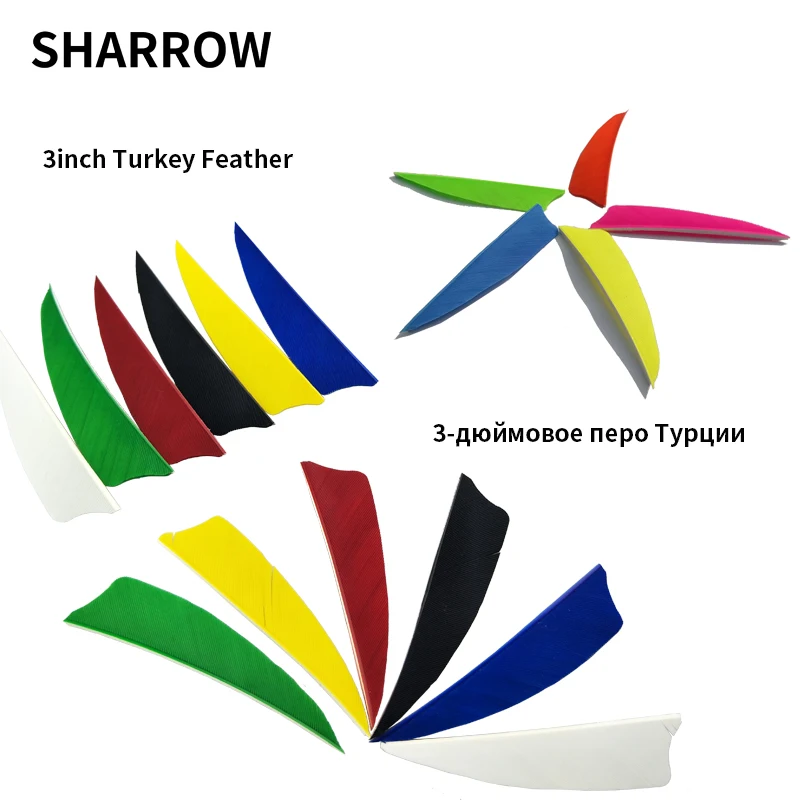

30pcs Arrow Feather 3inch Natual Turkey Feather Handcraft Fletching Hunting Feather arco e flecha for Carbon Fiberglass Arrows