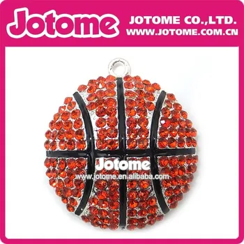

High Quality Crystal enamel Rhinestone red basketball Pendant/charm for diy necklace