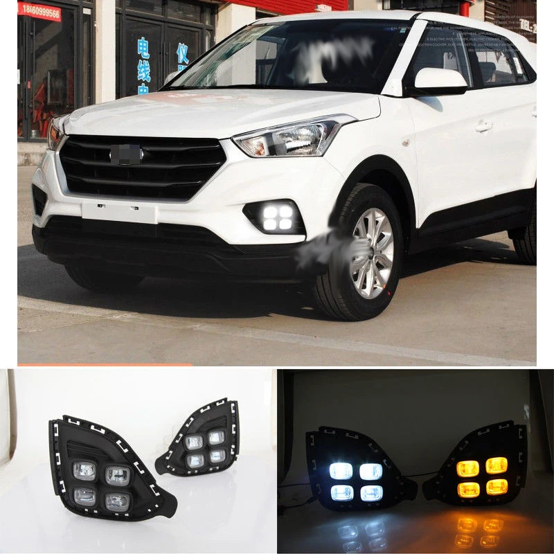 

LED Daytime Running Light fog DRL with yellow turning signal lamp DRL For Hyundai Creta IX25 2017 2018