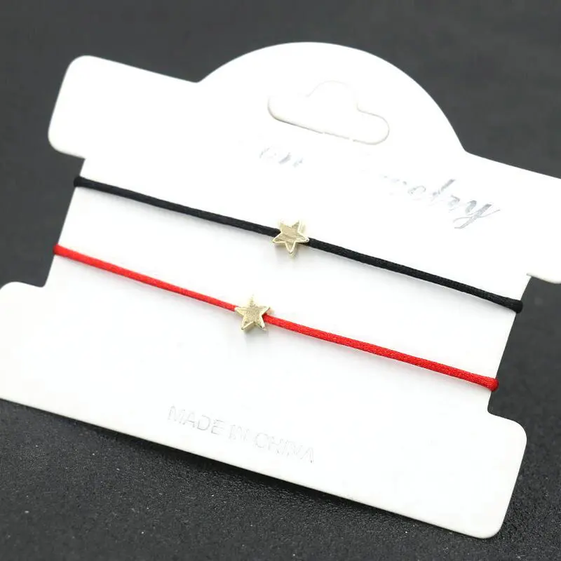 

2pcs/set Red Rope Thread String Couples Friendship Bracelet For Men Women Copper Star Pentagram Bracelets Lovers Wish Jewelry