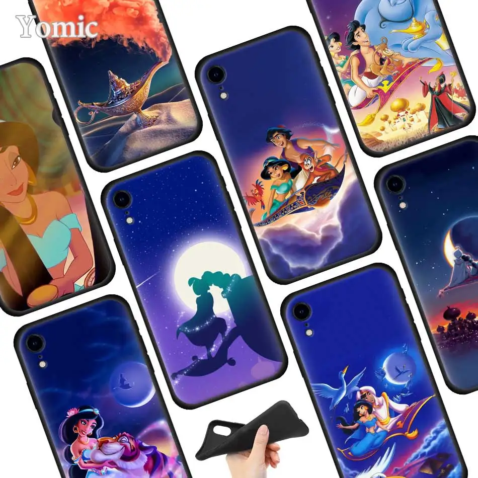 

Aladdin Jasmine Princess Black Soft Case for Apple iPhone XR 7 8 6 6S Plus X XS MAX 5 5E 5S Silicone Phone Case Cover