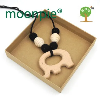 1pc sale Teething beaded necklace Nursing Crochet knit ball BLACK BEECH ELEPHANT education toy EN17