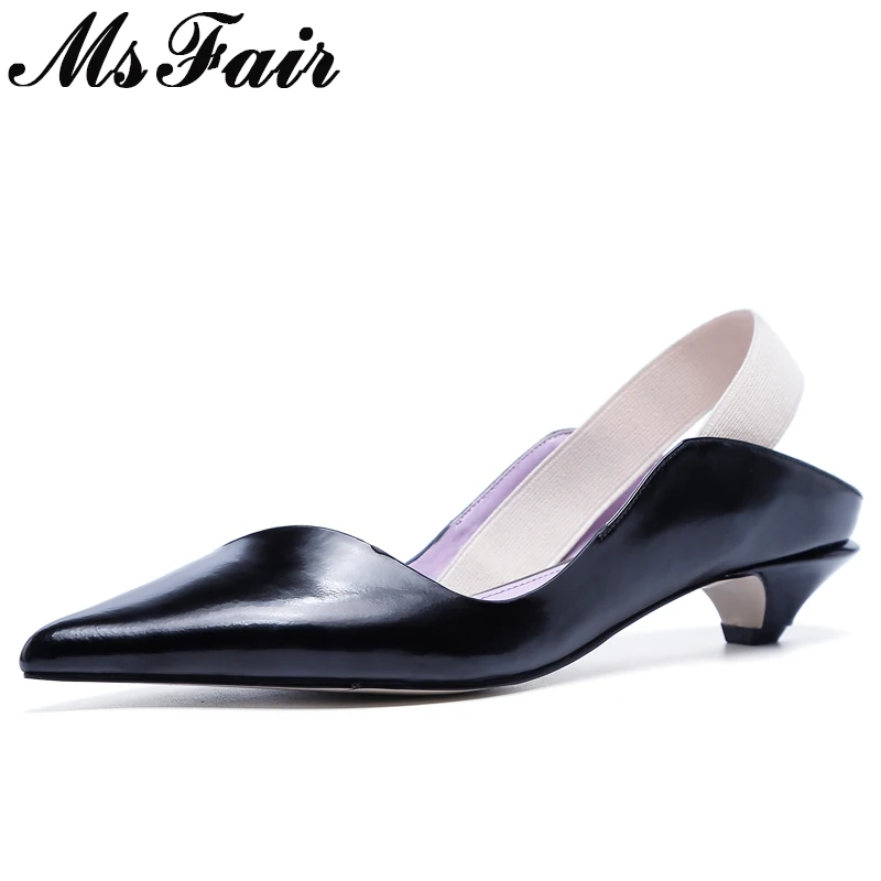 

MsFair Pointed Toe Elastic band Sandals Shoes Woman Fashion Med Heel Sandals Women Shoes Sandalias Mujer Shallow Sandals Women