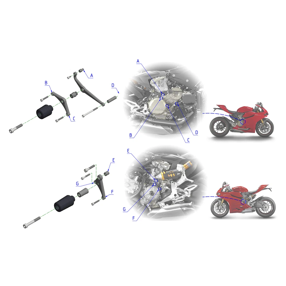 Рамки слайдер защита обтекателя двигатели для автомобиля Защита от падения мотоциклов Протектор Ducati 1199 1290 959 Panigale R S Superleggera мотоцикл