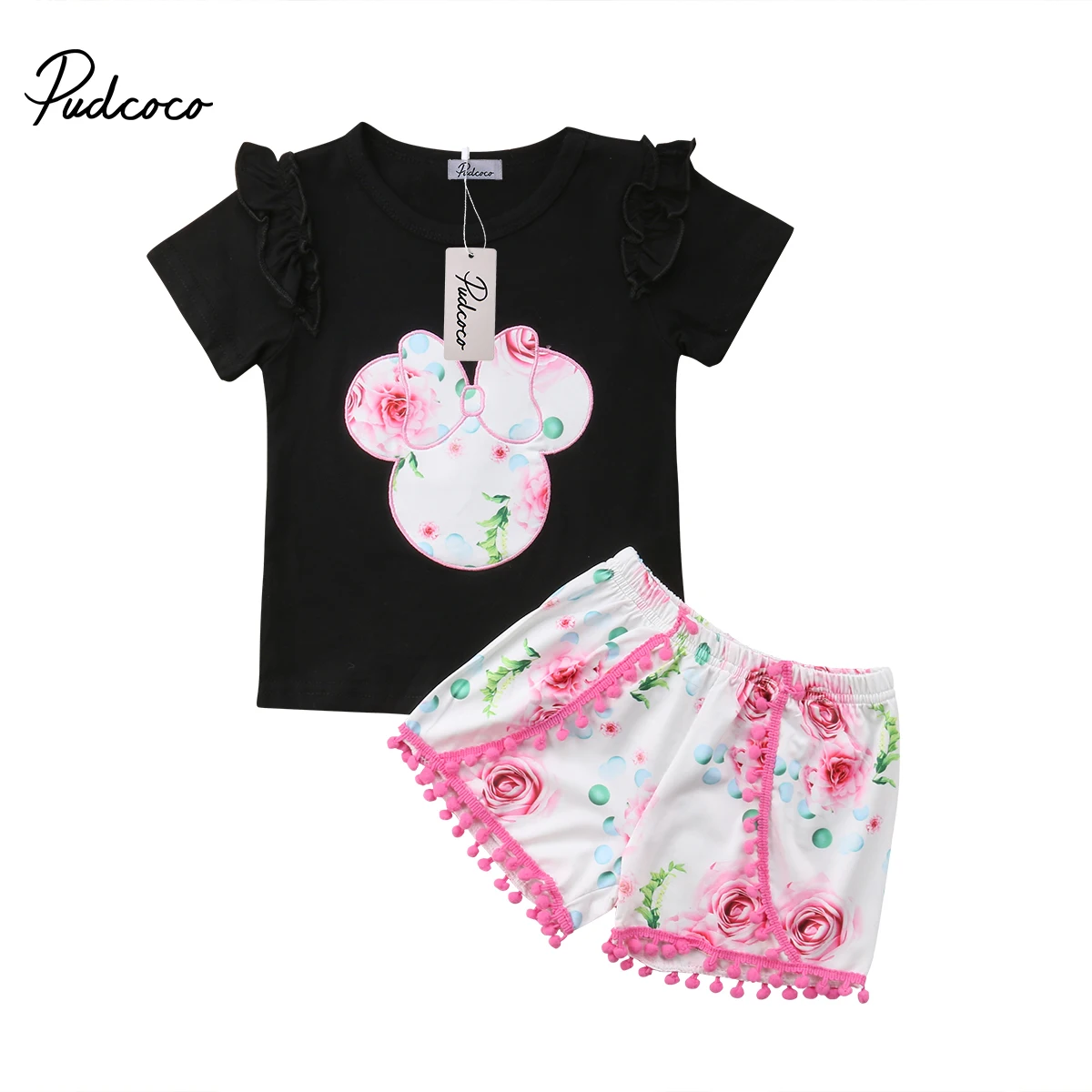 

Pudcoco 2PCS Toddler Kids Baby Girl Summer Clothes Cotton Short Sleeve O-Neck Tops+Shorts Pants Outfit Set 1-6 Years Helen115