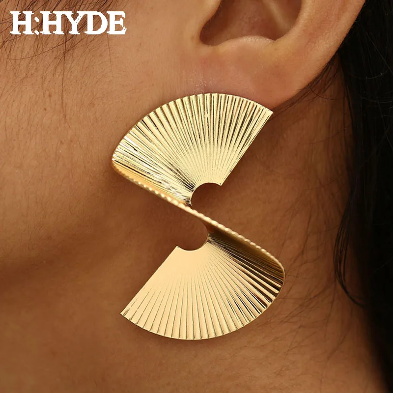 

H:HYDE Large Exaggeration Metal Earrings For Women Golden 2019 Geometric Statement Earrings Fashion Jewelry oorbellen brincos