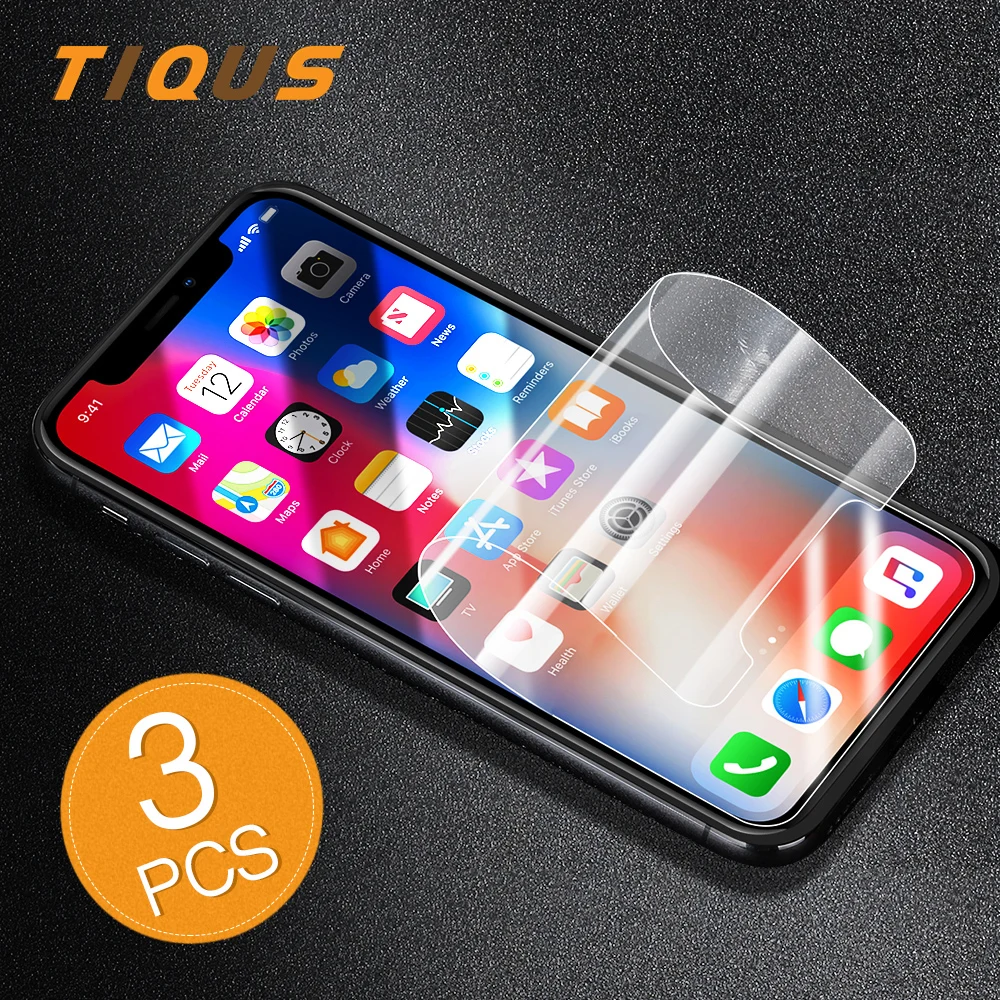 

TIQUS Screen Protector For iPhone 7 6 6s Plus Soft Full Glue Protective Film Protection For iPhone X 8 8 Plus ( Not Glass) 3 PCS
