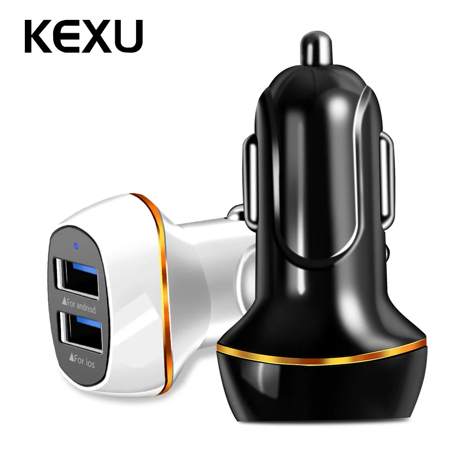KEXU car charger Mini Dual usb car charger car-styling USB Charger for phone 2 Port USB Quick Car Charger for iPhone 7 Samsung