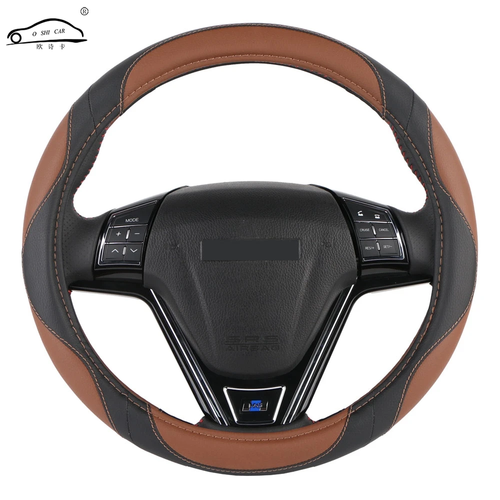Universal 38 cm steering wheel cover sports style artificial leather braid on the steering-wheel protecting automotive interior Universal 38 cm steering wheel cover sports style artificial leather braid on the steering-wheel protecting automotive interior