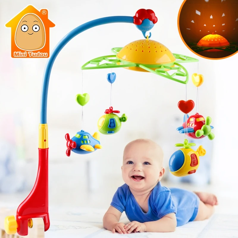 

Baby Rattles Toy 0-12 Months Crib Mobile Musical Bed Bell With Sky Stars Rattles Projection Cartoon Early Learning Kids Toys