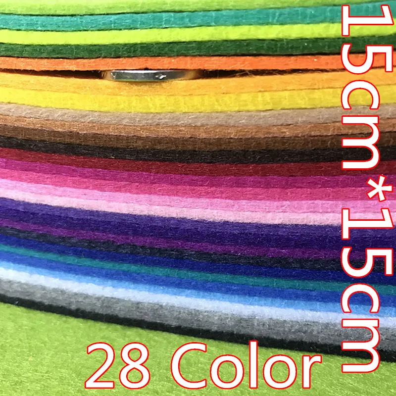 

28pcs 15*15cm 2MM Fabric Felt Multi Color Cloth Material Polyester Nonwoven For DIY Crafts Felt Needlework Sewing Toy Decor Home