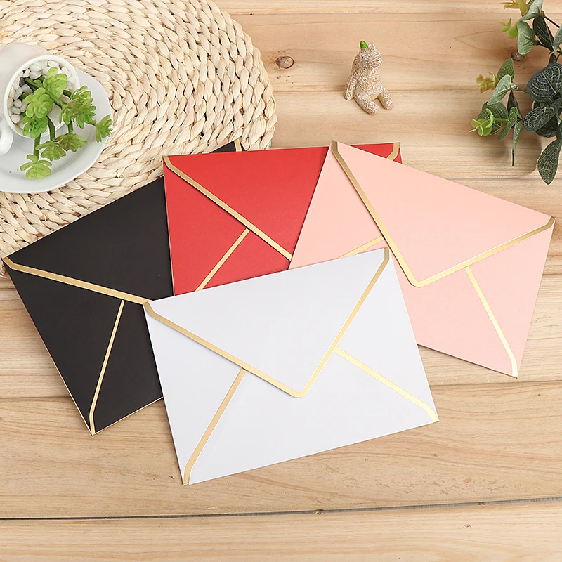  15pcs/lot 190mmx140mm 175mmx125mm Gold Stamping Envelopes 250G Pearl Paper Wedding Business Invitat - 32950992773