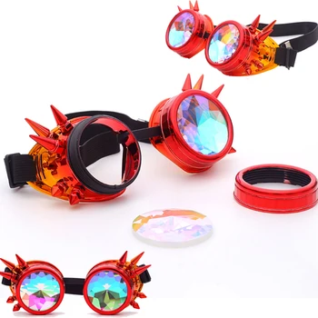 Kaleidoscope Colorful Glasses Rave Festival Party EDM Sunglasses Diffracted Lens Steampunk Goggles 5