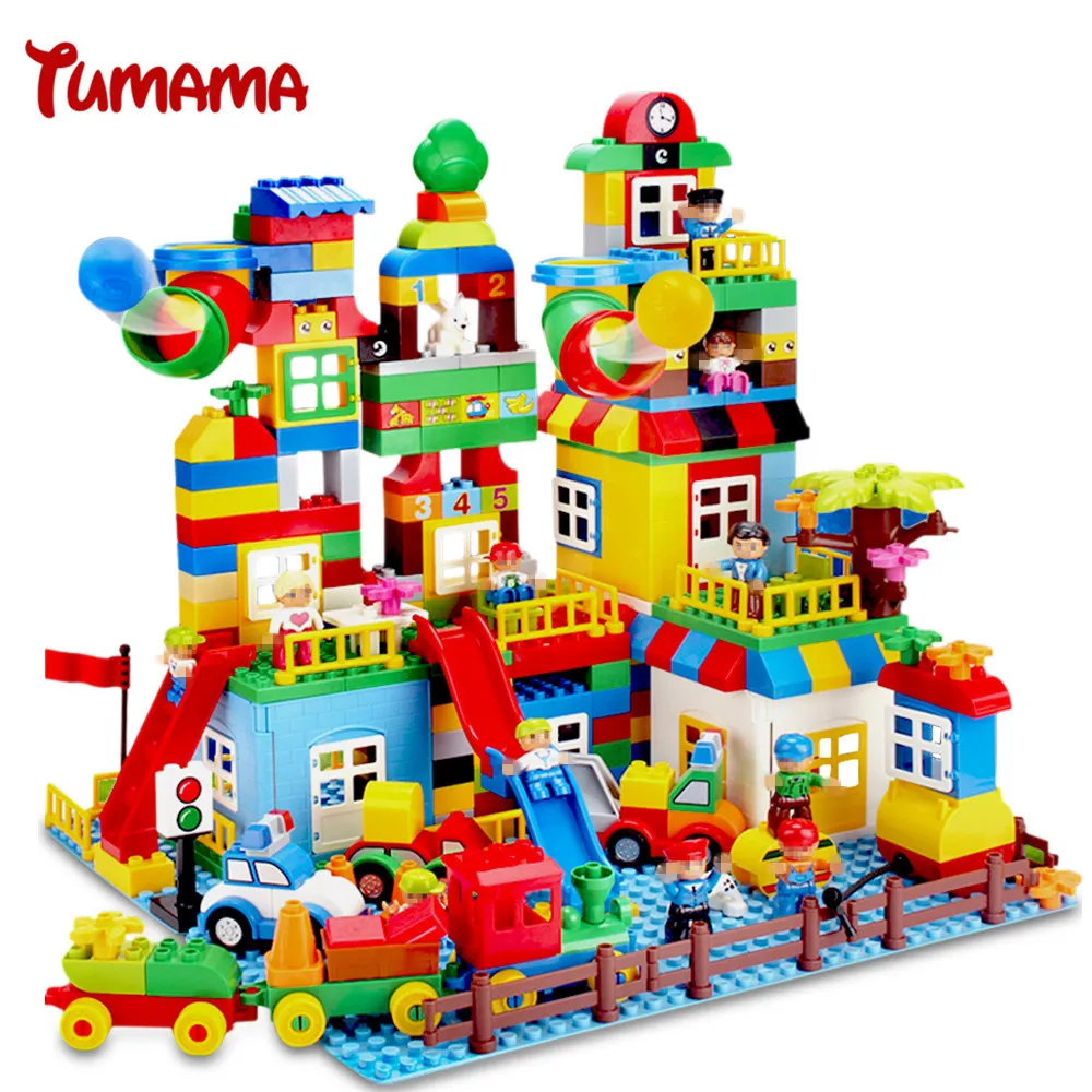 

Tumama 210PCS Big Size Building Blocks Compatible with Legoed Duplo Number Train Bricks Kids Gift Educational Toys For Children