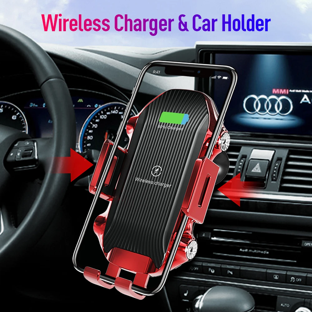 

Induction Car Wireless Charger 10W Fast Intelligent Induction Wireless Charging Car Phone Holder for IPhone Xiaomi