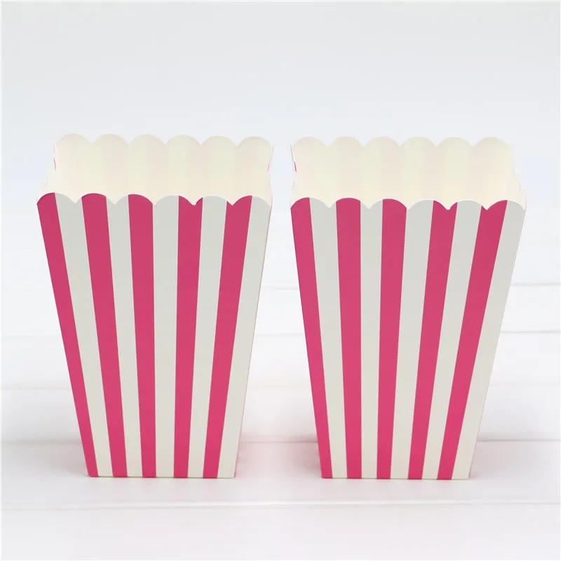1Bag 10pcs pink popcorn Boxes/Buckets/Bags (Pink Stripes)(Party/Food