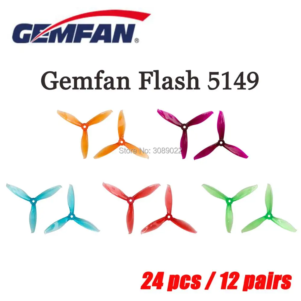 Новинка 24 шт./12 пар трехлопастные пластиковые пропеллеры Gemfan Flash 5149 5 дюймов с