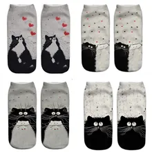 Носки с котом 3D женские носки с низкой лодыжкой Повседневные носки с принтом