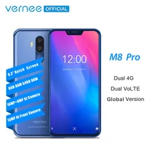 Vernee M8 Pro 6.2 ''notch Ekran Smartphone 6 GB 64 GB Android 8.1 Octa çekirdek Cep Telefonu 4100 mAh AI Çift kamera Hızlı şarj ...