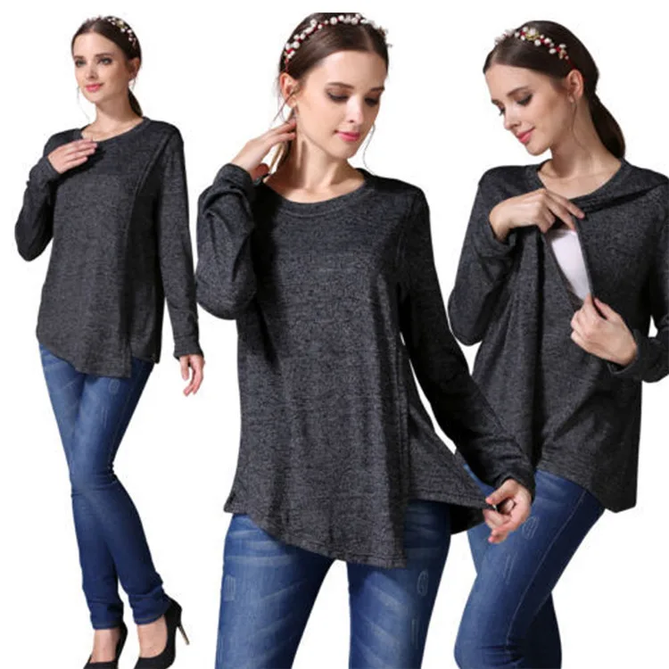 Winter Autumn Fashion Maternity Clothes long sleeve pregnancy T-shirt Breastfeeding Clothes for Pregnant Women Nursing tops (17)