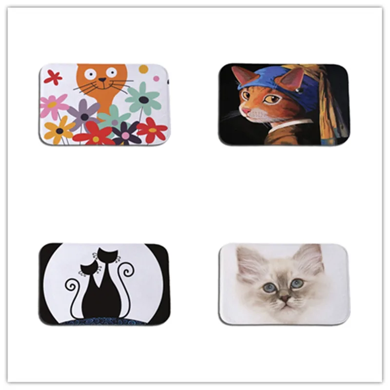 

Cartoon cat entrance door mat hallway carpet water absorb bath mat kitchen floor mats 40x60cm pets sleeping mat anti-slip