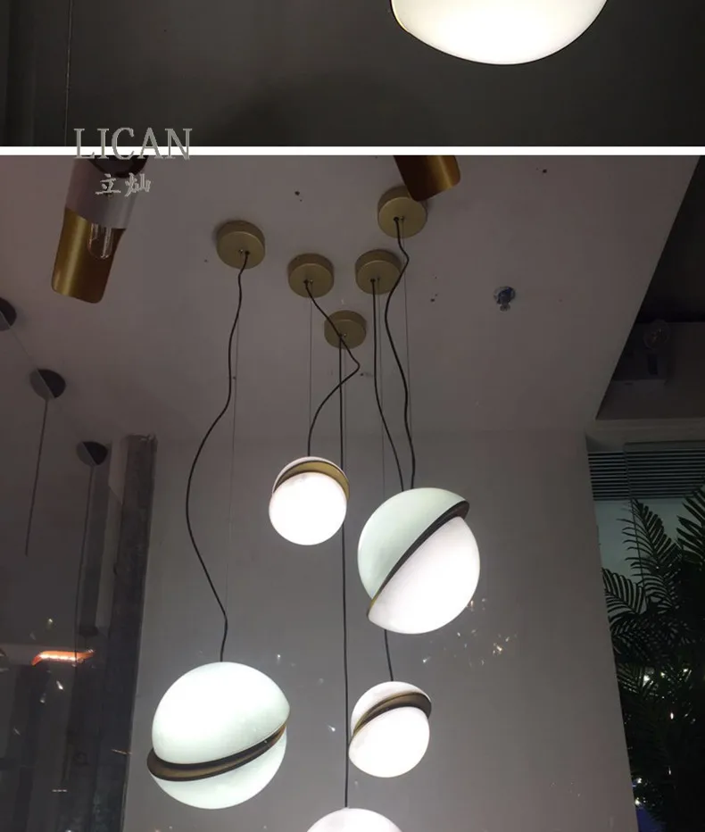 LICAN Denmark designs round balls Pendant Lights Creative Round Moon Brass Suspension Pendant lamp for Dining room Living room