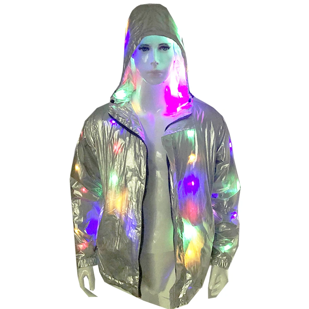 M MAYEVERMens Rave Light up Kostuum LED Hoodies Jacket Xmas Fancy Dress LED0013