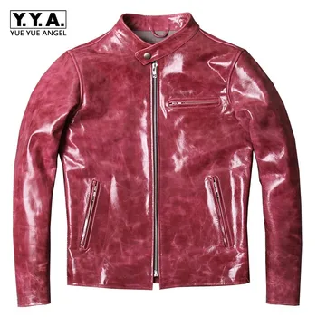 

Mens Spring Autumn Jacket Lightweight Zipper Motorcycle Jacket Mens 100% Genuine Leather Coat Male Fashion New Brand Red Jackets
