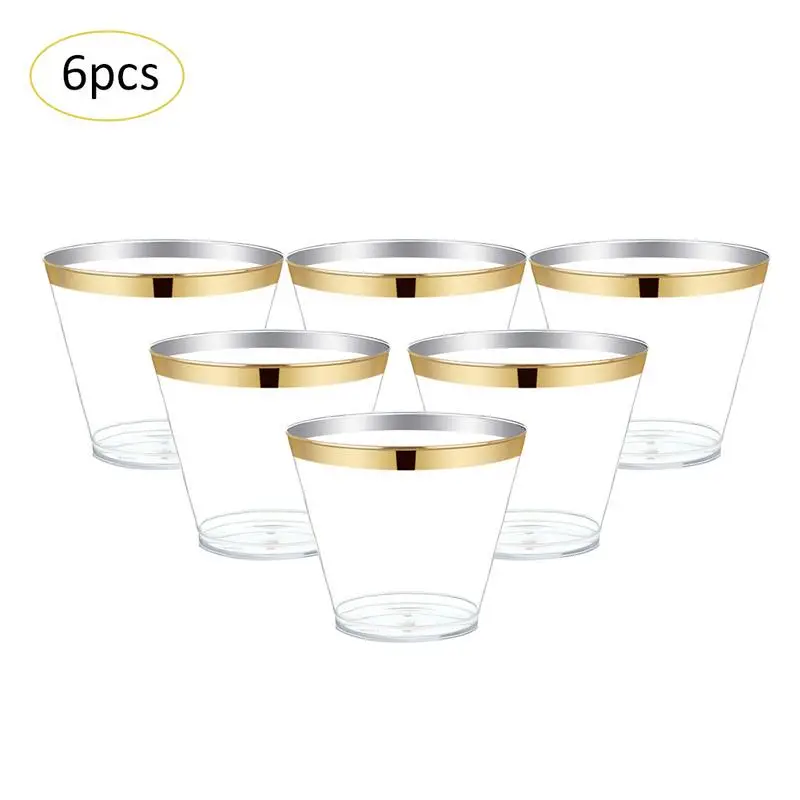 

6PCS9OZ (270ML) Wine Glass Hard Plastic Aviation Cup Juice Cup Tiramisu Ice Cream Cup Can Be Wholesale