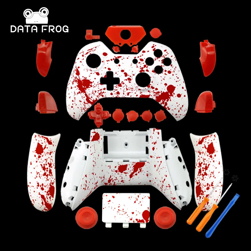 

DIY Replacement Controller Shell Blood red Splash Design splatter for Xbox One Shell Mod Kit + Buttons White With tools