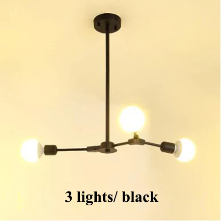 3 lights black Современные DIY светодиодные люстры освещение золото/черный металл гостиная Led подвесная люстра спальня светодиодный крепеж для подвесных светильников - Цвет абажура: 3 lights black