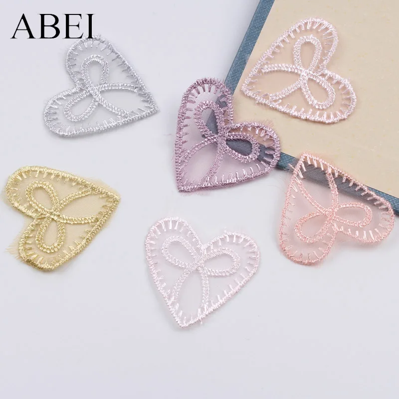 

15pcs 35mm Multicolor Embroidery Organza Heart Appliques Lace Fabric Trims DIY Handmade Sewing Accessories