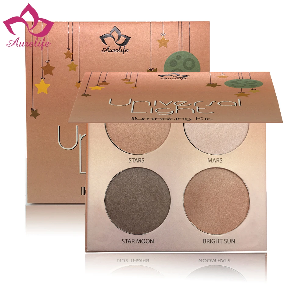 Aurelife 4 цвета Shimmer Glow Contour Kit Осветляющий Макияж Косметика телесный порошок Прямая